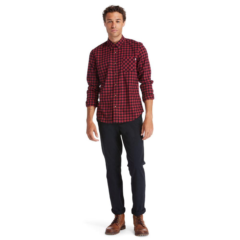 Camasi Timberland Barbati Rosii/Negrii - Back River Brushed-Cotton Oxford Check - Romania - HFTUDQ67